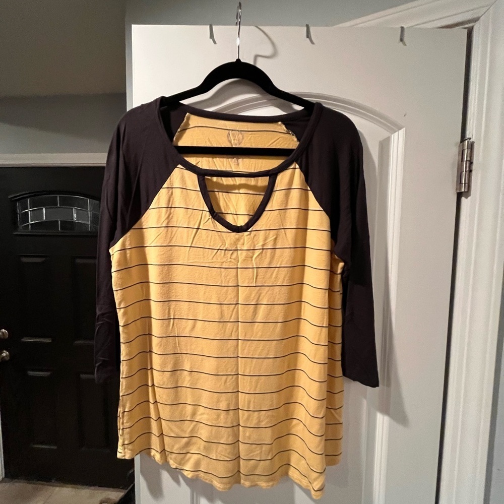 ~24/7~ Striped Yellow and Blue Women's Top